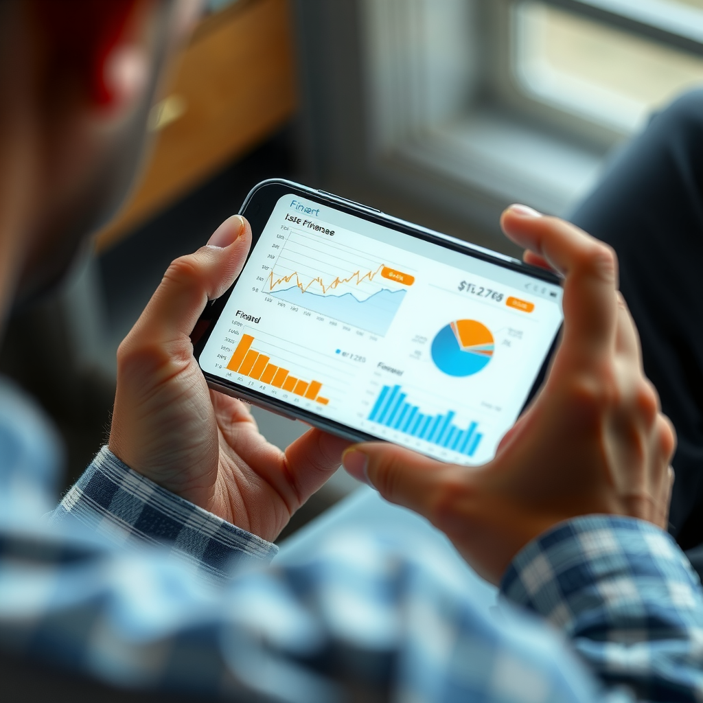 Άτομο που αναλύει οικονομικά γραφήματα σε ένα smartphone, τονίζοντας τη σημασία του ελέγχου δαπανών για την επίτευξη στόχων.