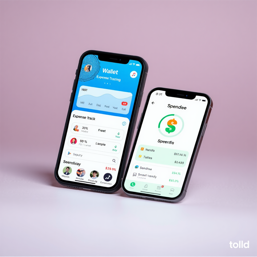 Στιγμιότυπα οθόνης από δημοφιλείς εφαρμογές παρακολούθησης εξόδων όπως το Wallet και το Spendee σε ένα smartphone.