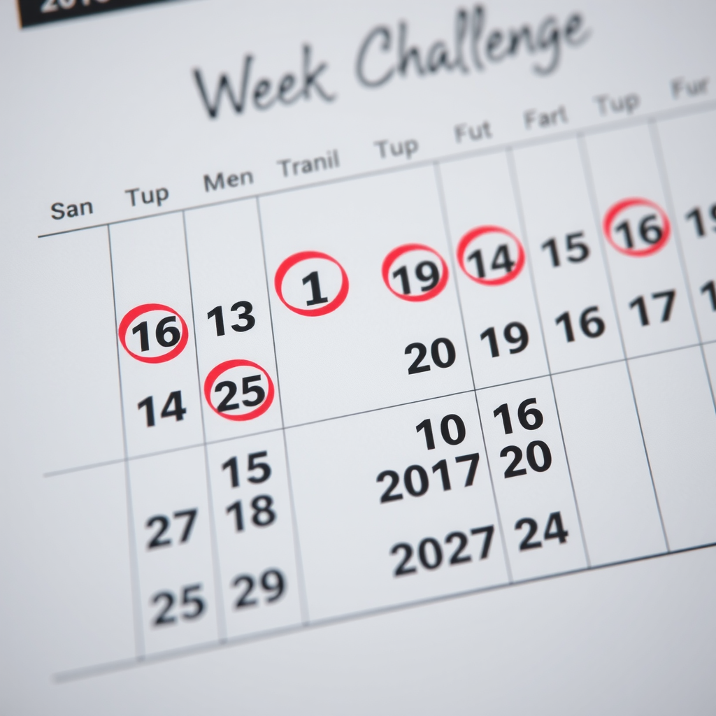 Ένα ημερολόγιο με κυκλωμένες ημερομηνίες και ποσά σε ευρώ δίπλα τους, που απεικονίζει την πρόοδο της 'Πρόκλησης των 52 Εβδομάδων'.