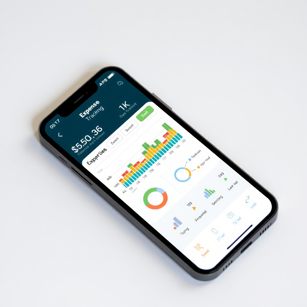 Ένα smartphone που εμφανίζει μια εφαρμογή παρακολούθησης εξόδων με γραφήματα και διαγράμματα.